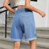 imagechouyatou Womens Y2k Wide Leg Denim Shorts Heart Pattern High Waisted Jean Shorts with PocketsBlue