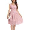 imageWomens 2025 Summer Short Dress Square Neck Hollow Out Lace Casual Beach DressesPink