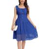 imageWomens 2025 Summer Short Dress Square Neck Hollow Out Lace Casual Beach DressesRoyal Blue