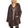 imagechouyatou Women Fall Notch Lapel Faux Suede Leather Trench Coat Overcoat Business Casual Midi Long Pea CoatCoffee