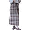 imagechouyatou Women Fall Winter Elastic High Waist Plaid Skirt ALine Maxi Long Wool Pencil Skirt with SplitBrown