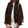 imagechouyatou Women Vintage Faux Suede Jacket Zip Up Bomber Jacket Lapel Collar Cropped Biker Moto Jacket CoatCoffee