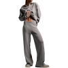 imagechouyatou Womens 2 Piece Lounge Sets Polo Collared Sweater Full Length Pant Two Piece Sweater Pant OutfitsGrey