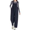 imagechouyatou Womens 2025 Fall Adjustable Strap Corduroy Overall Tapered Leg Jumpsuit Pants with PocketsDark Grey