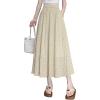 imagechouyatou Womens Boho Ditsy Polka Dot ALine Skirt Elastic Waist Swing Pleated Midi Long Skirt with PocketsKhaki