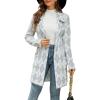 imagechouyatou Womens Business Casual Plaid Sweater Cardigan Open Front Notched Lapel Knit Blazer Jacket CoatGrey