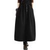 imagechouyatou Womens Elastic Waist Pleated Wool Skirt ALine Wool Blend Midi Long Skirt with PocketsBlack