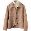 imagechouyatou Womens Elegant Lapel Houndstooth Plaid Wool Coat Casual Single Breasted Wool Blend Pea Coat with PocketsBrown