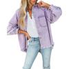imagechouyatou Womens Fall Oversized Jean Jacket Casual Button Down Denim Shacket JacketLight Purple
