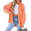 imagechouyatou Womens Fall Oversized Jean Jacket Casual Button Down Denim Shacket JacketOrange