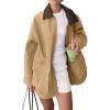 imagechouyatou Womens Oversized Fall Barn Jacket Lightweight Zip Up Cotton Utility Jacket Casual Trench CoatKhaki