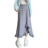 imagechouyatou Womens Sexy Mermaid Ruffle Hem Skirt Elastic Waist High Low Midi Long Knitted SkirtGray