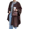 imagechouyatou Womens Single Breasted Faux Suede Leather Jacket Batwing Sleeve Slouchy Suede Leather Mid Long Trench CoatCoffee Brown