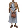 imagechouyatou Womens Summer Short Sleeve Belted Striped Shirt Dress Business Casual High Waist Midi Long Button Down DressBlue