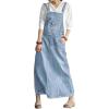 imagechouyatou Womens Vintage Adjustable Strap Denim Overall Dress Distressed ALine Pinafore Bib Jean DressLight Blue