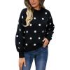 imagechouyatou Womens Vintage Polka Dot Pullover Sweaters Color Block Crewneck Casual Slouchy Sweater Jumper TopsBlack