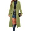 imagechouyatou Womens Winter Double Breasted Wool Coat Business Casual Long Sleeve Midi Long Winter Pea CoatGreen