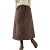imagechouyatou Womens Winter Elastic Waist Padded ALine Quilted Midi Long Puffer Insulated Skirt with PocketDark Brown