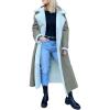 imagechouyatou Womens Winter Faux Suede Leather Long Trench Coat Notch Lapel Sherpa Lined Fleece OvercoatLight Green