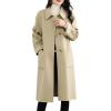 imagechouyatou Womens Winter Single Breasted Wool Trench Coat Business Casual Lapel Collar Midi Long OvercoatLight Green