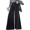 imagechouyatou Womens Winter Wool Wide Leg Palazzo Pants High Waisted Wool Blend Baggy Trousers CulottesDark Gray