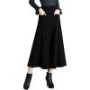 imagechouyatou Womens Wool Blend Culottes Capri Cropped Pants Pleated High Waist Wide Leg Palazzo TrousersBlack