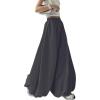 imagechouyatou Womens Y2k Baggy Parachute Pants Wide Leg Bubble Hem Pants Puffy Balloon CulottesBlack