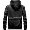 imagechouyatou Mens Stylish Hooded ZipFront Fleece Lined Moto Pu Leather Bomber Jackets XLarge Black