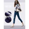 imagechouyatou Women 2025 Cute Heart Jacquard Knit Pullover Sweater Casual Crewneck Color Block Sweater JumperNavy Blue