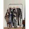imagechouyatou Women Trendy Color Block Open Front Knit Oversized Hoodie Cardigan Tribal Aztec Sweater JacketCoffee