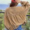imagechouyatou Womens 2025 Fall Boyfriend Floral Denim Jacket Spring Y2K Casual Oversized Jean Bomber JacketKhaki