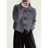 imagechouyatou Womens 2025 Fall Button Down Cropped Cardigan Sweater Chunky Knit Work Casual Cardigan JacketGrey