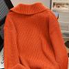 imagechouyatou Womens 2025 Fall Button Down Cropped Cardigan Sweater Chunky Knit Work Casual Cardigan JacketOrange