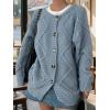 imagechouyatou Womens 2025 Fall Cable Knit Cardigan Sweater Casaul Button Down Chunky Oversized Cardigan TopBlue