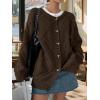 imagechouyatou Womens 2025 Fall Cable Knit Cardigan Sweater Casaul Button Down Chunky Oversized Cardigan TopBrown