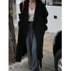imagechouyatou Womens 2025 Winter Wool Overcoat Turn Down Collar Long Peacoat Business Casual Trench CoatsBlack