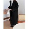 imagechouyatou Womens 2025 Winter Wool Overcoat Turn Down Collar Long Peacoat Business Casual Trench CoatsBlack