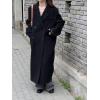imagechouyatou Womens 2025 Winter Wool Overcoat Turn Down Collar Long Peacoat Business Casual Trench CoatsBlack
