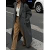 imagechouyatou Womens 2025 Winter Wool Overcoat Turn Down Collar Long Peacoat Business Casual Trench CoatsGrey