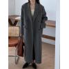 imagechouyatou Womens 2025 Winter Wool Overcoat Turn Down Collar Long Peacoat Business Casual Trench CoatsGrey