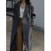 imagechouyatou Womens 2025 Winter Wool Overcoat Turn Down Collar Long Peacoat Business Casual Trench CoatsGrey