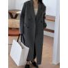 imagechouyatou Womens 2025 Winter Wool Overcoat Turn Down Collar Long Peacoat Business Casual Trench CoatsGrey