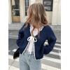 imagechouyatou Womens Bow Tie Front Cardigan Sweaters Fall Winter Long Sleeve Open Front Chunky Sweater CoatsNavy Blue