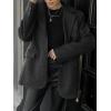 imagechouyatou Womens Business Casual Wool Coat Button Down Suit Top Notch Lapel Dressy Blazer Jacket CoatBlack