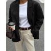 imagechouyatou Womens Business Casual Wool Coat Button Down Suit Top Notch Lapel Dressy Blazer Jacket CoatBlack