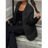imagechouyatou Womens Business Casual Wool Coat Button Down Suit Top Notch Lapel Dressy Blazer Jacket CoatBlack