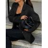 imagechouyatou Womens Business Casual Wool Coat Button Down Suit Top Notch Lapel Dressy Blazer Jacket CoatBlack