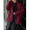 imagechouyatou Womens Business Casual Wool Coat Button Down Suit Top Notch Lapel Dressy Blazer Jacket CoatBurgundy