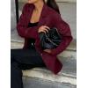 imagechouyatou Womens Business Casual Wool Coat Button Down Suit Top Notch Lapel Dressy Blazer Jacket CoatBurgundy