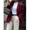 imagechouyatou Womens Business Casual Wool Coat Button Down Suit Top Notch Lapel Dressy Blazer Jacket CoatBurgundy